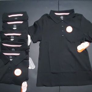 6 Girls Black Tag Free School Uniform Shirts